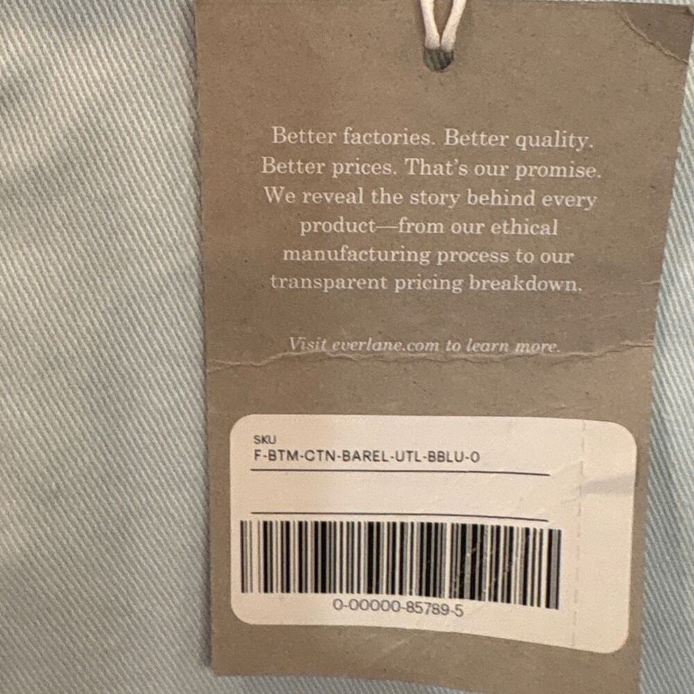 Everlane Utility Barrel Jeans Light Wash Cropped Tapered Denim Size 0 NWT - Picture 12 of 13